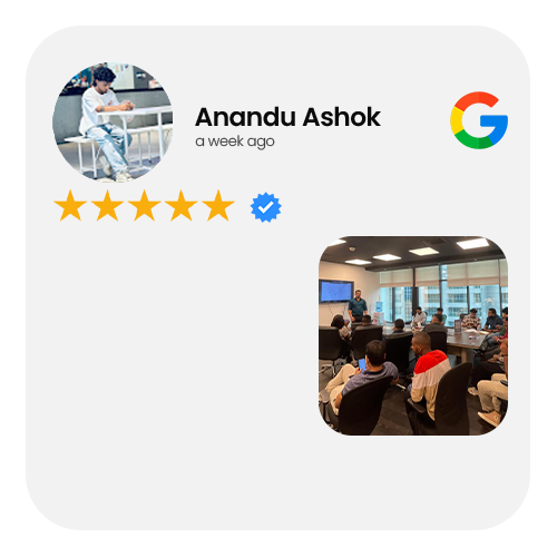 5-star Google review by Anandu Ashok: Five-star review of GrowthX Trading Lab.